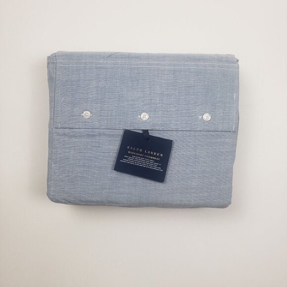 Ralph Lauren Home Workshirt Chambray King Fitted Sheet Blue, Size 78"x 80"x 18" - Picture 4 of 16